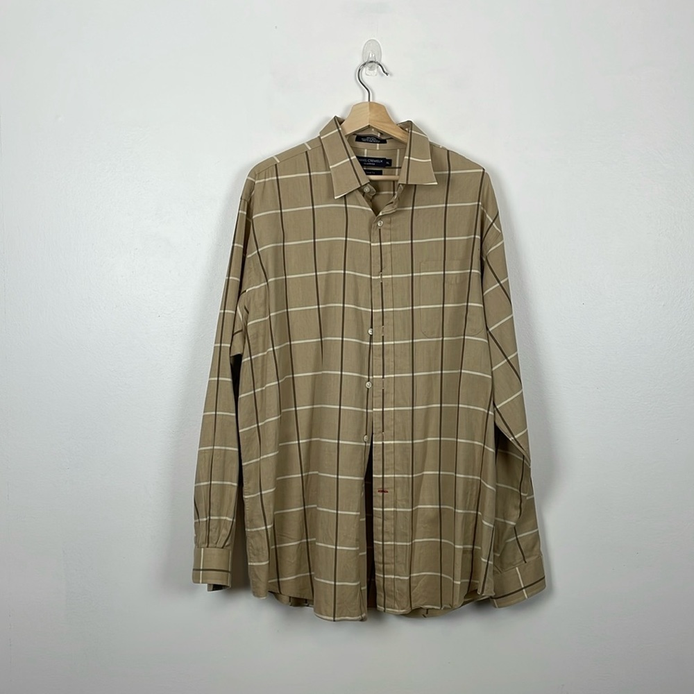 Daniel Cremieux Cotton Classic Button Down Shirt Mens XL Long Sleeve Beige Top